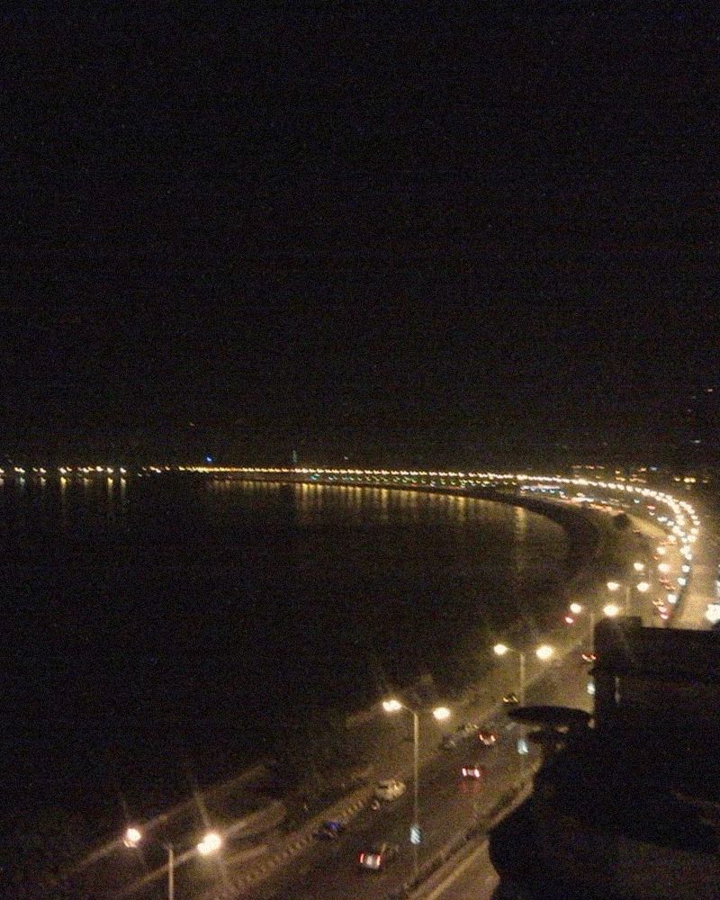 Marine Drive curving into the night